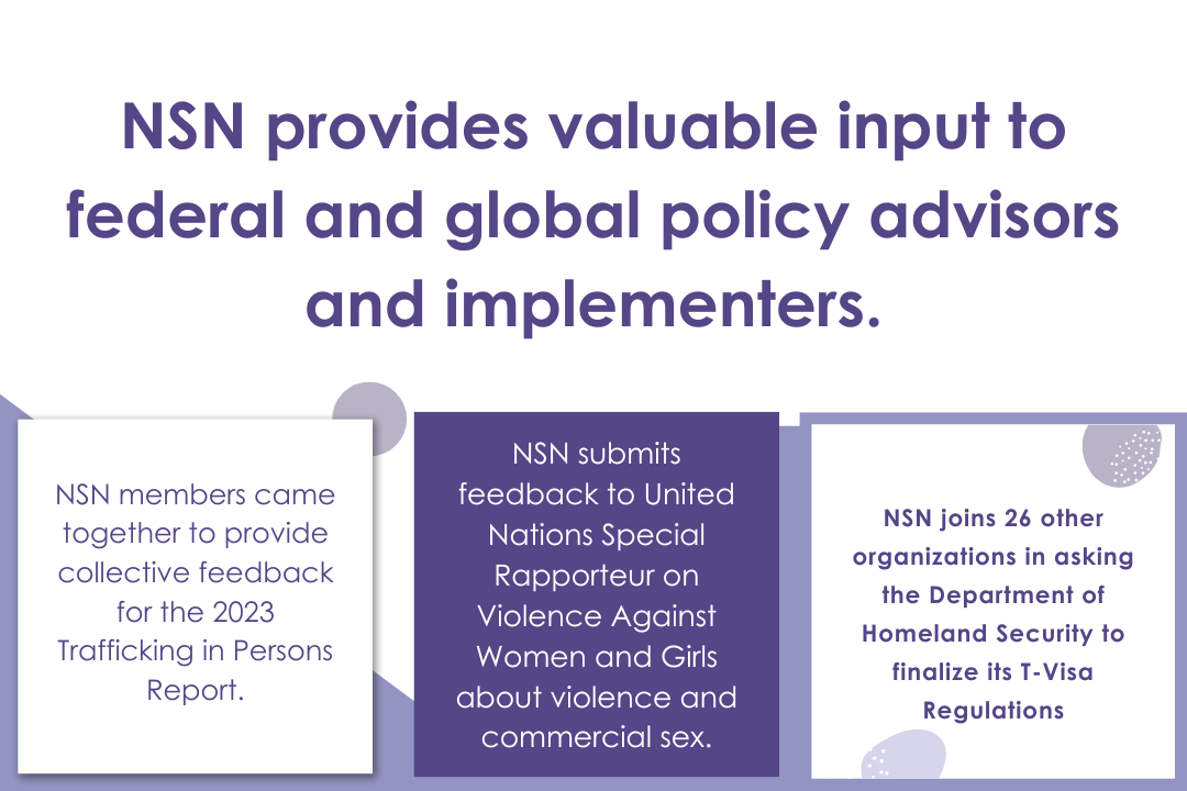 NSN Provides Valuable input to federal and global policy advisors and implementers